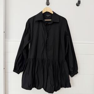 Women’s Fore Bubble Balloon Skirt Shirt Dress Solid Black Size Small